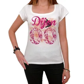 00, Dijon, City With Number, Women's Short Sleeve Round White T-shirt 00008