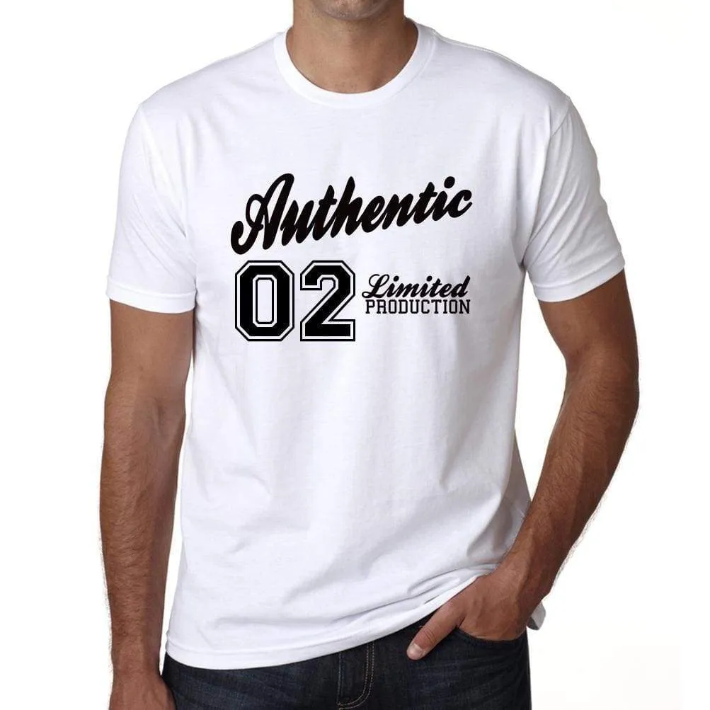 02, Authentic, White, Men's Short Sleeve Round Neck T-shirt 00123