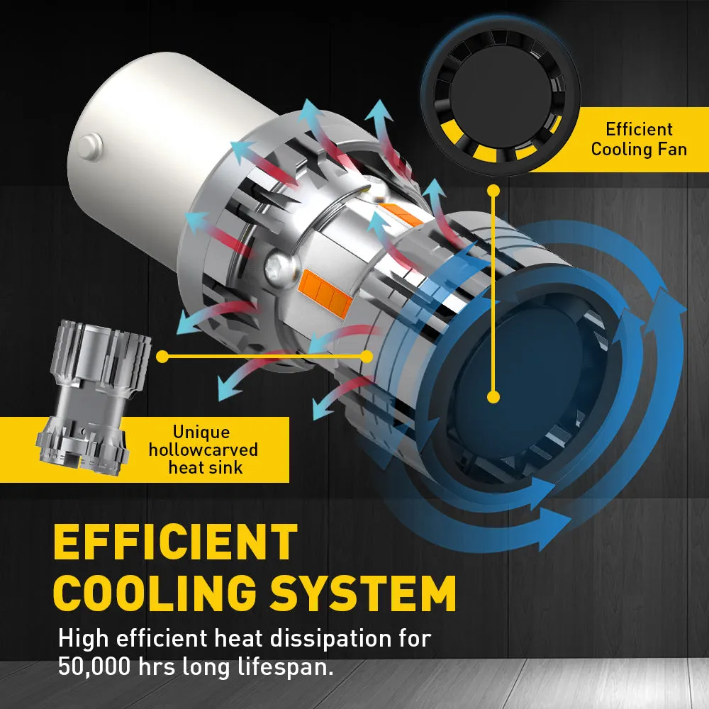 1156, 7506, P21W, BA15S LED Turn Signal Light Bulbs With Build-in Load Resistor CANBUS Error Free | Amber Yellow