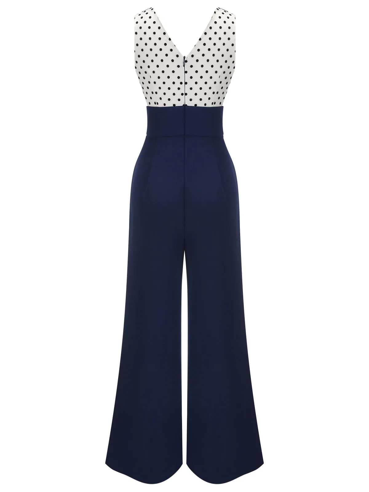 1930s Polka Dot Patchwork Button Jumpsuit