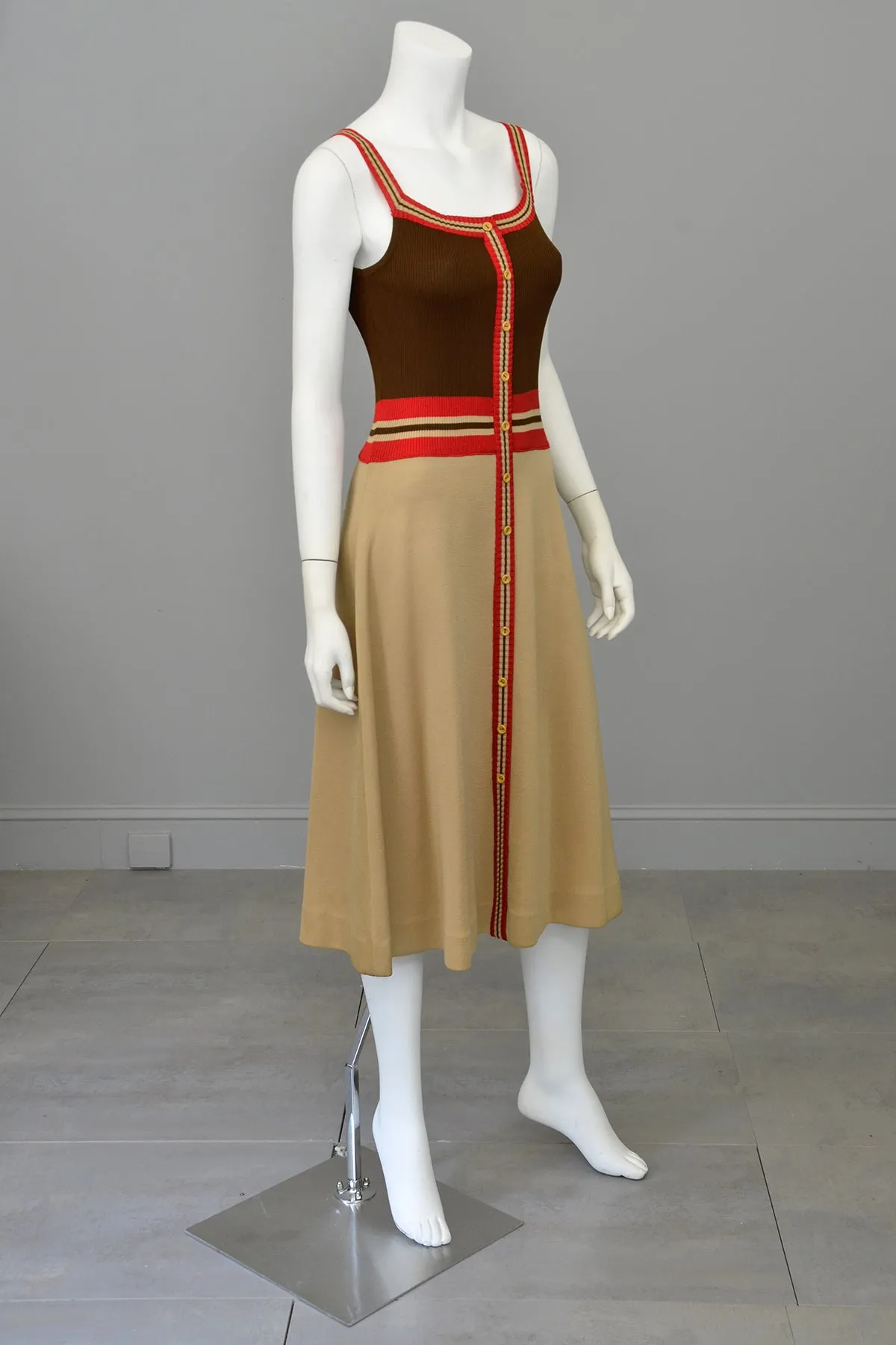 1970s Mod Retro Color Block Knit Dress by Crissa