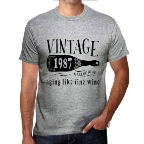 '1987 Aging Like a Fine Wine Men's T-shirt Grey Birthday Gift 00459