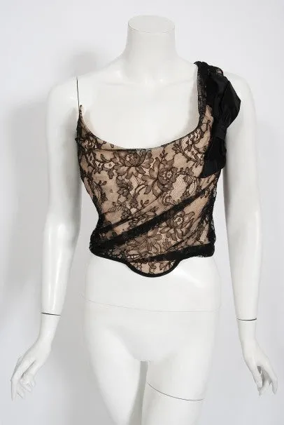 1990's Vivienne Westwood Lace Corset Bustier & Sheer Pleated Skirt Set