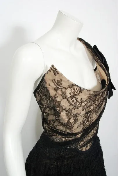 1990's Vivienne Westwood Lace Corset Bustier & Sheer Pleated Skirt Set