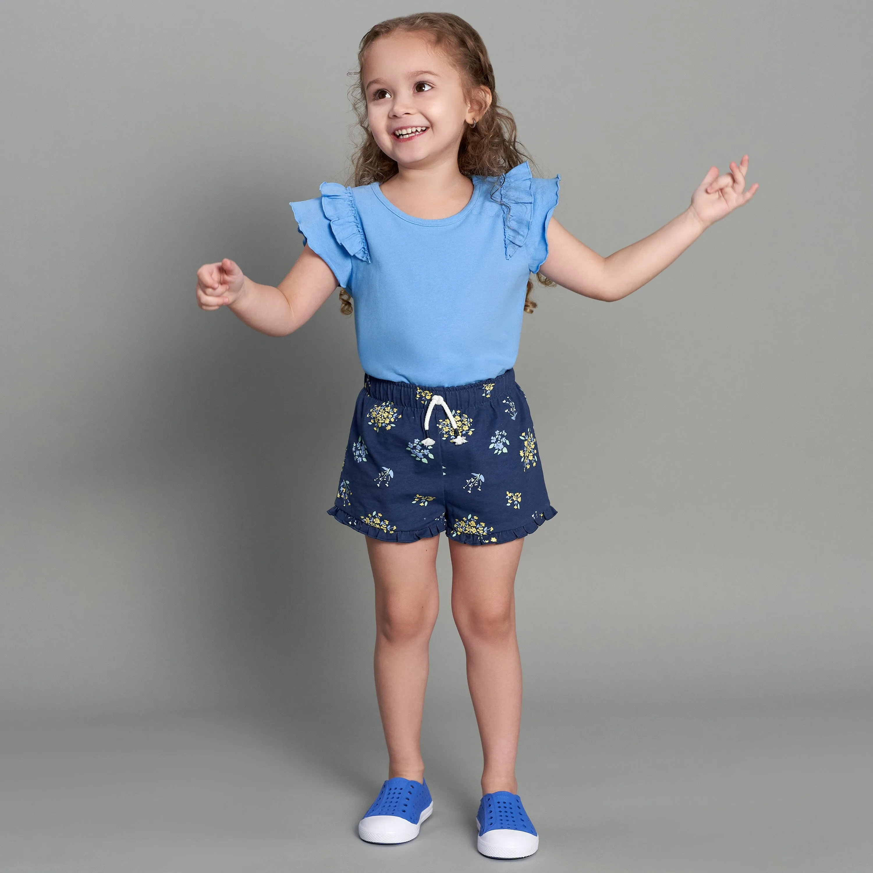 2-Pack Infant & Toddler Girls Blue Double Ruffle Tops