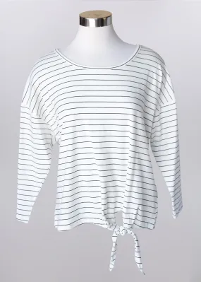 3/4 Sleeve Striped Tee with Tie