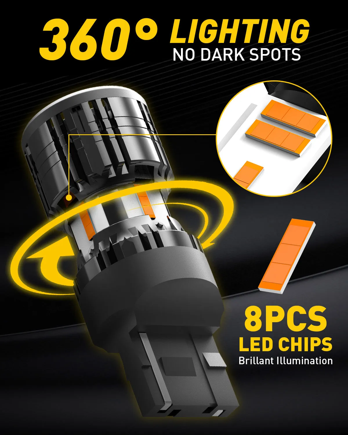 7440 Amber Yellow LED Turn Signal Bulb With Built in Resistor CANBUS Error Free