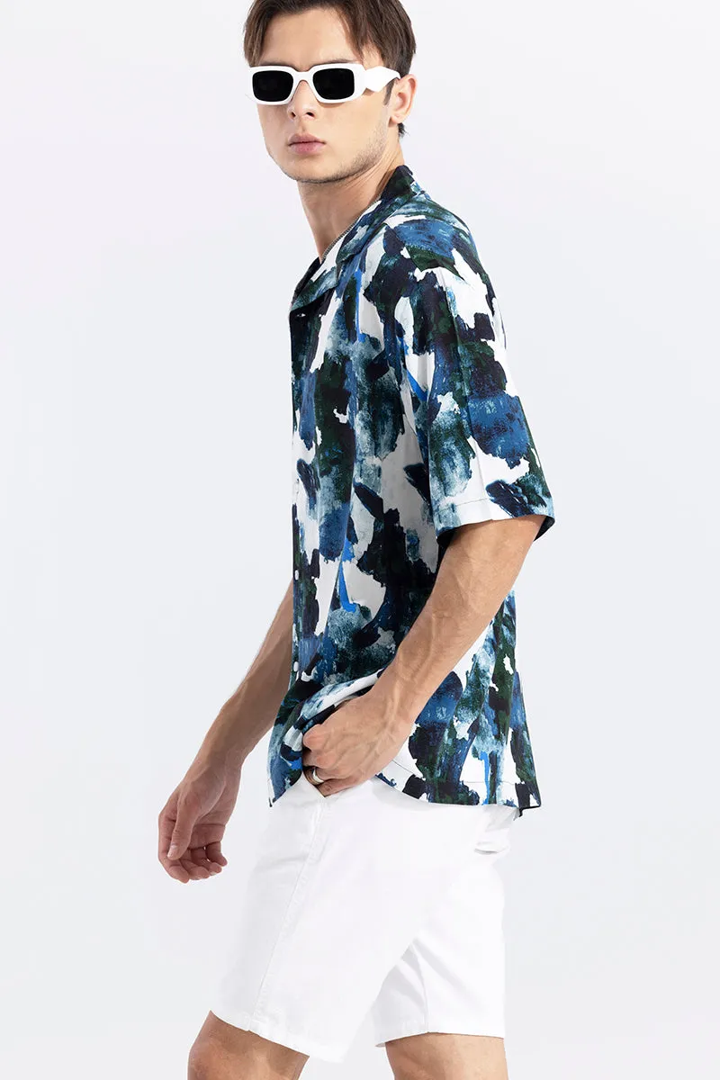 Abstract Whimsy Blue Oversized Shirt