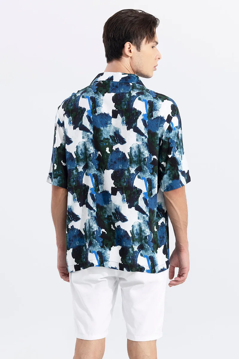 Abstract Whimsy Blue Oversized Shirt