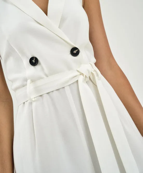 Access Fashion White Wrap Jumpsuti With Buttons