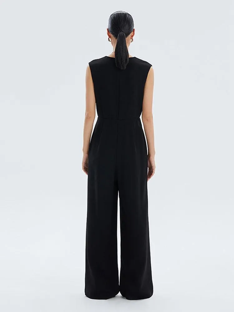 Acetate V-Neck Jumpsuit