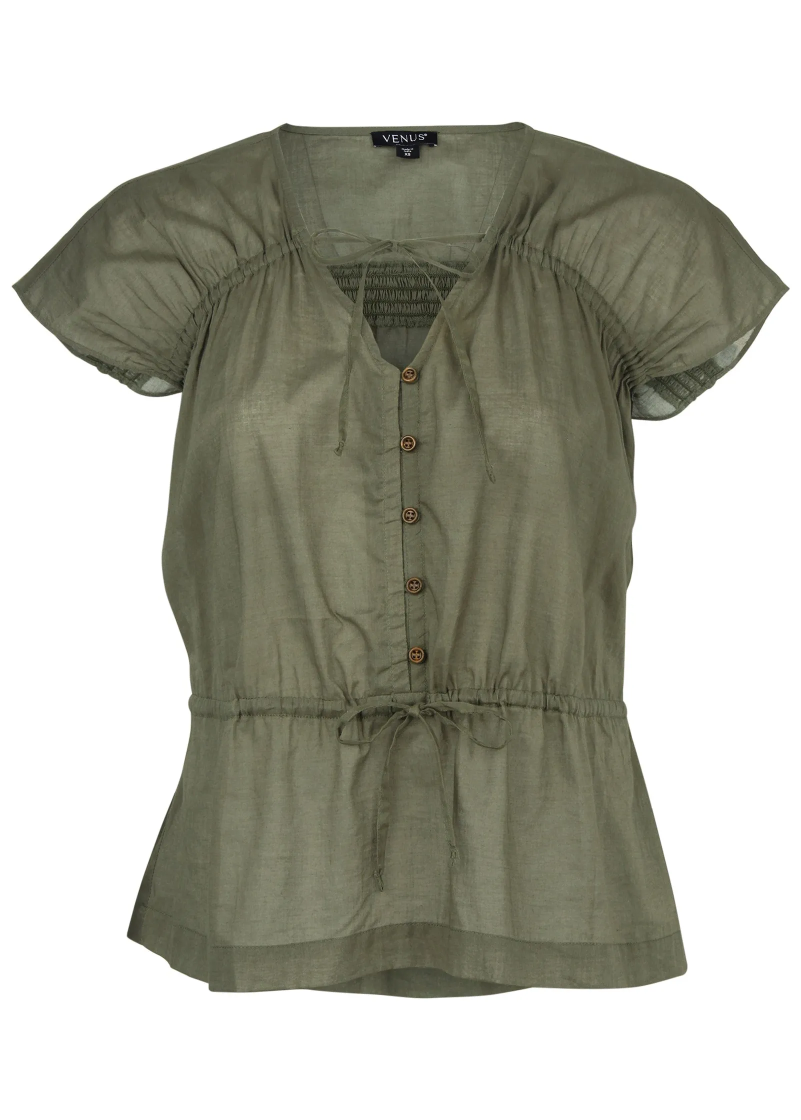 Adjustable Tie Front Top - Olive