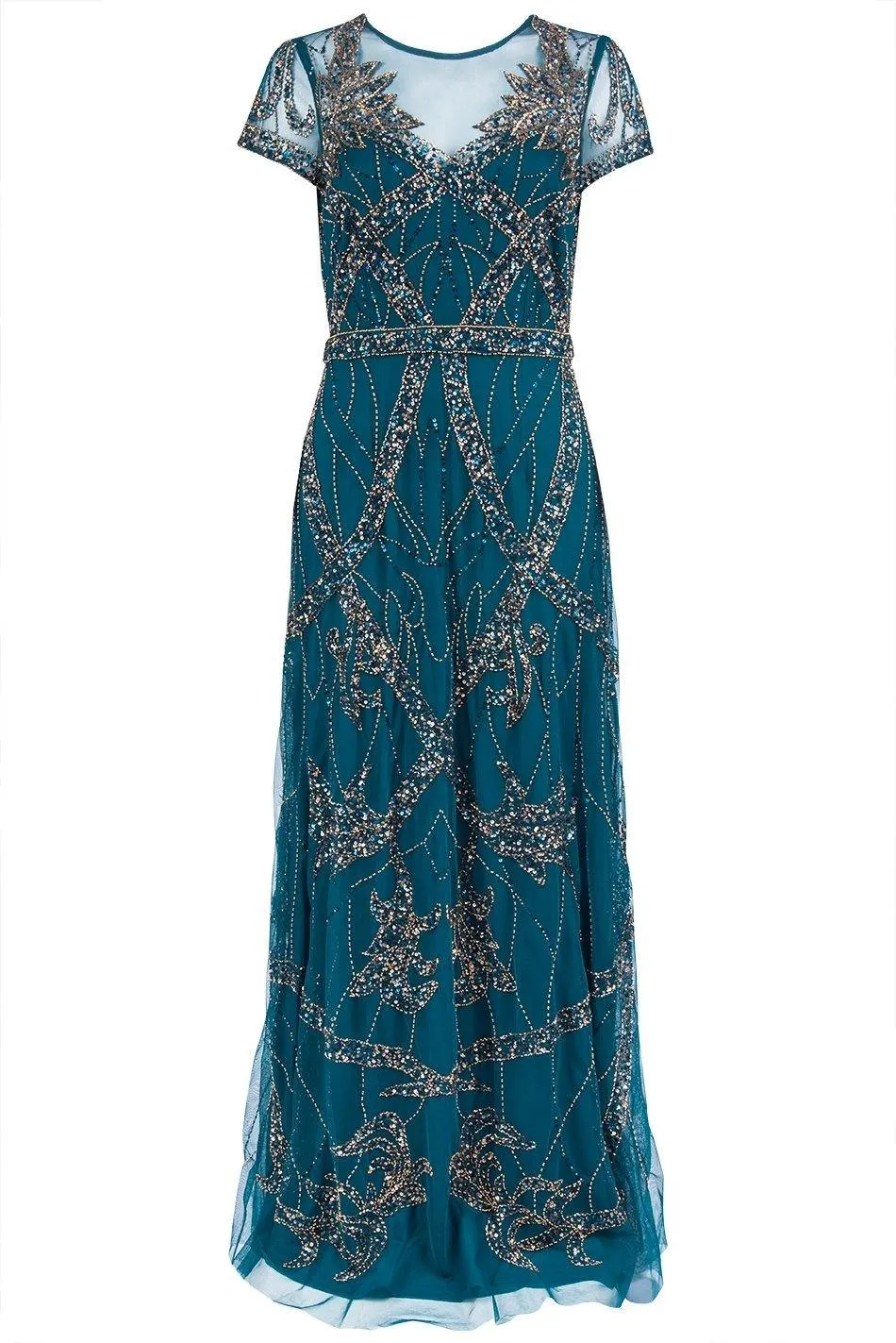 Aidan Mattox Long Formal Beaded Illusion Dress