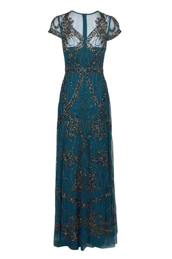 Aidan Mattox Long Formal Beaded Illusion Dress