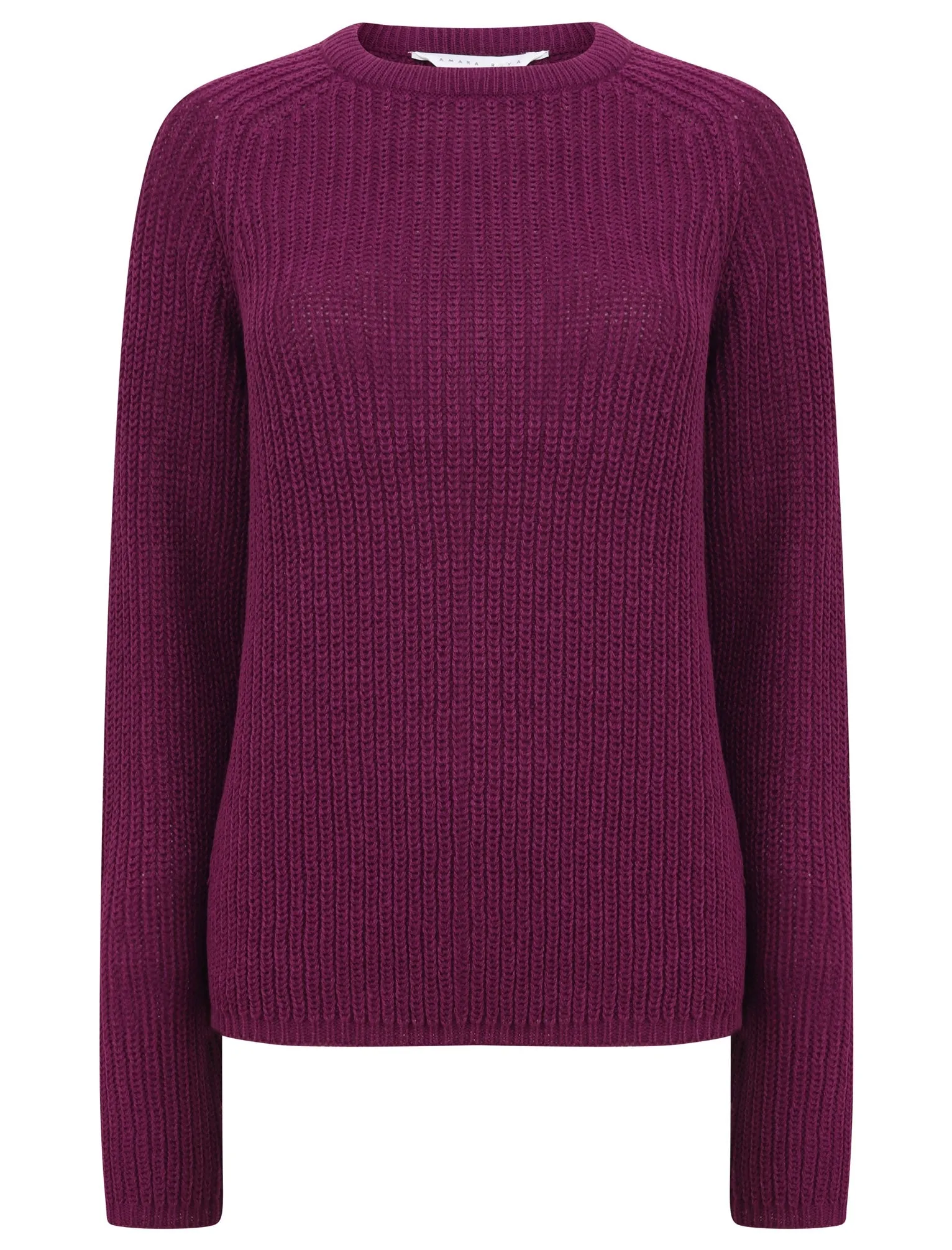 Allium Crew Neck Fisherman Knit Jumper In Grape Juice - Amara Reya