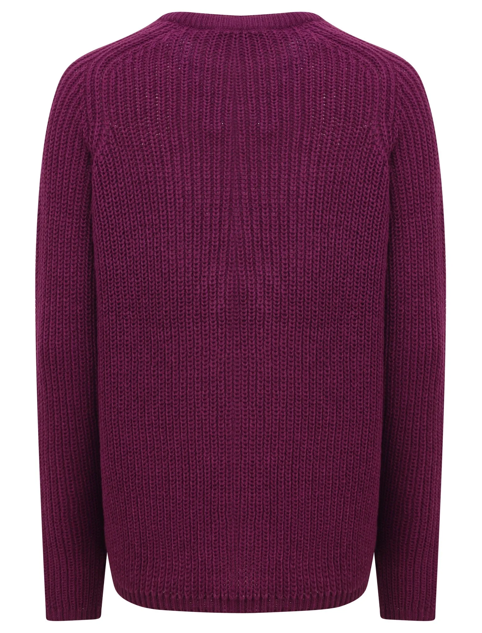 Allium Crew Neck Fisherman Knit Jumper In Grape Juice - Amara Reya