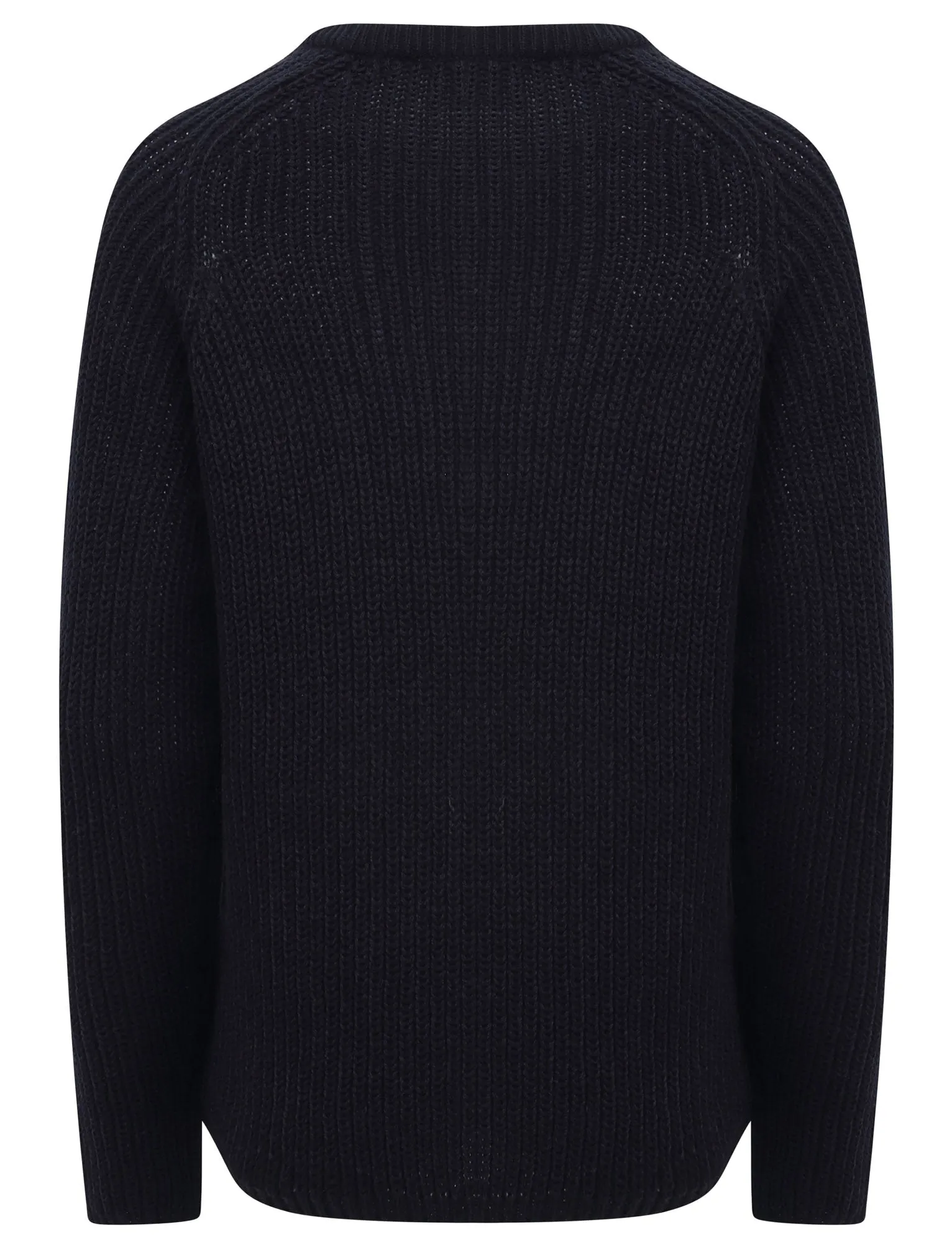 Allium Crew Neck Fisherman Knit Jumper In Navy - Amara Reya