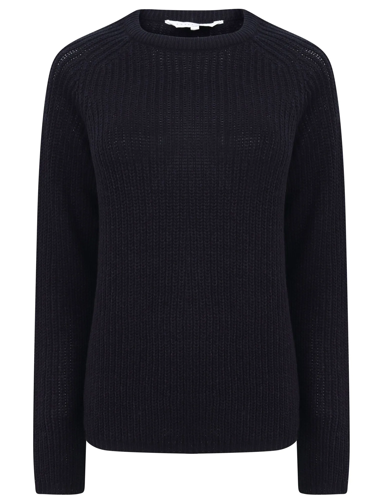 Allium Crew Neck Fisherman Knit Jumper In Navy - Amara Reya