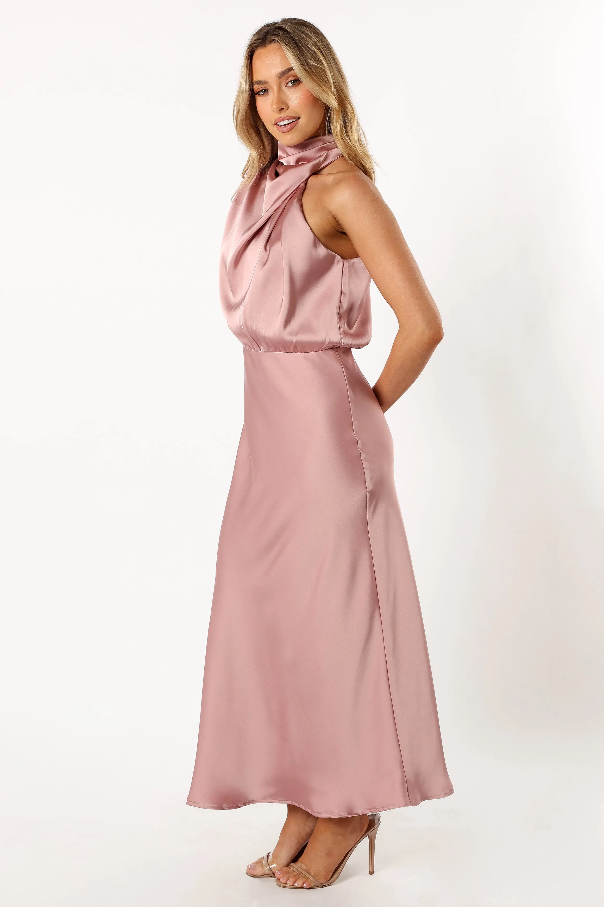 Anabelle Halter Neck Midi Dress - Blush