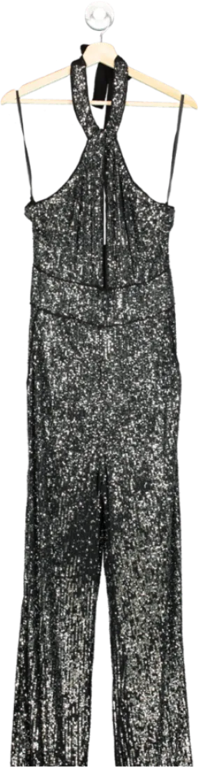 Anthropologie Maeve Sequin Cut-Out Halter Wide-Leg JumpsuitUK 14