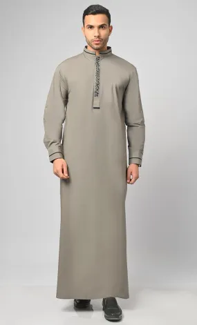 Arabian Black Emroidery Detailing Thobe / Jubba For Men