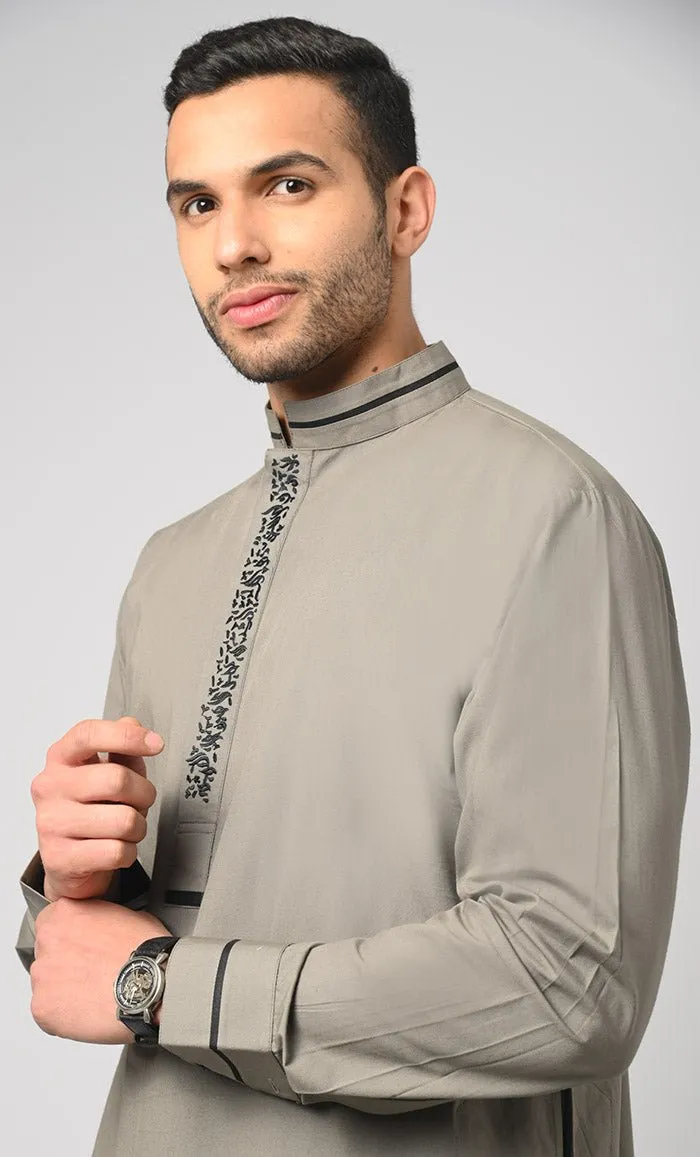 Arabian Black Emroidery Detailing Thobe / Jubba For Men