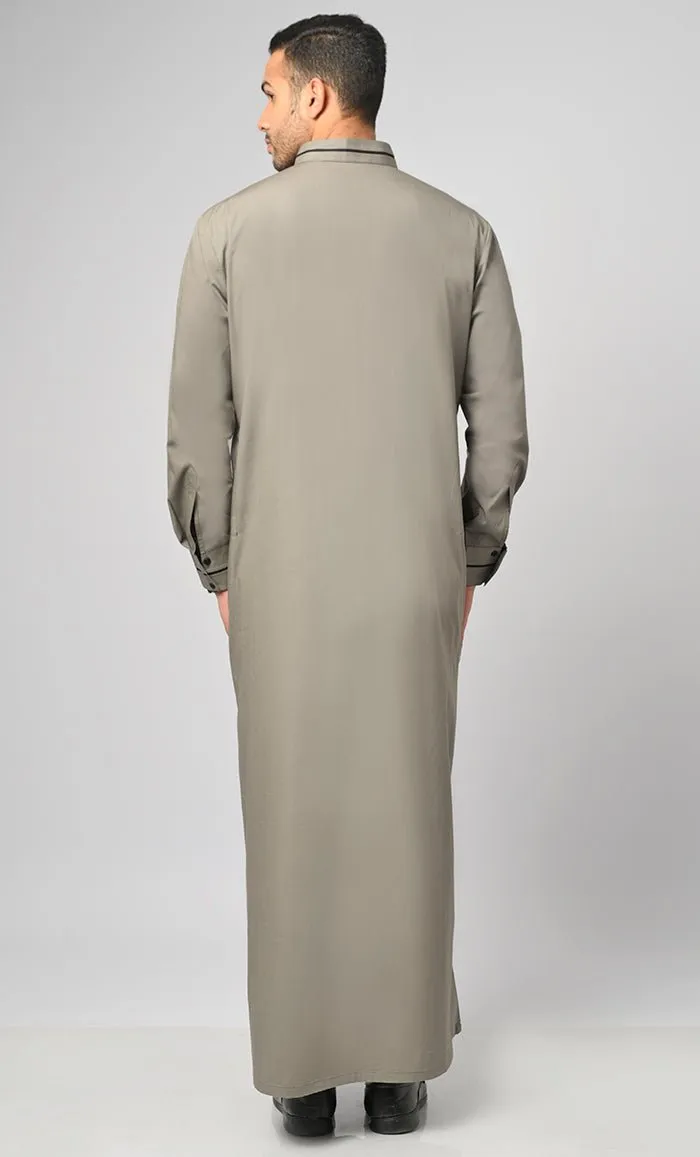 Arabian Black Emroidery Detailing Thobe / Jubba For Men