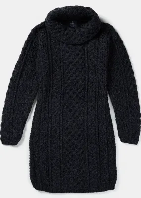 Aran Cowl Neck Dress | Charcoal