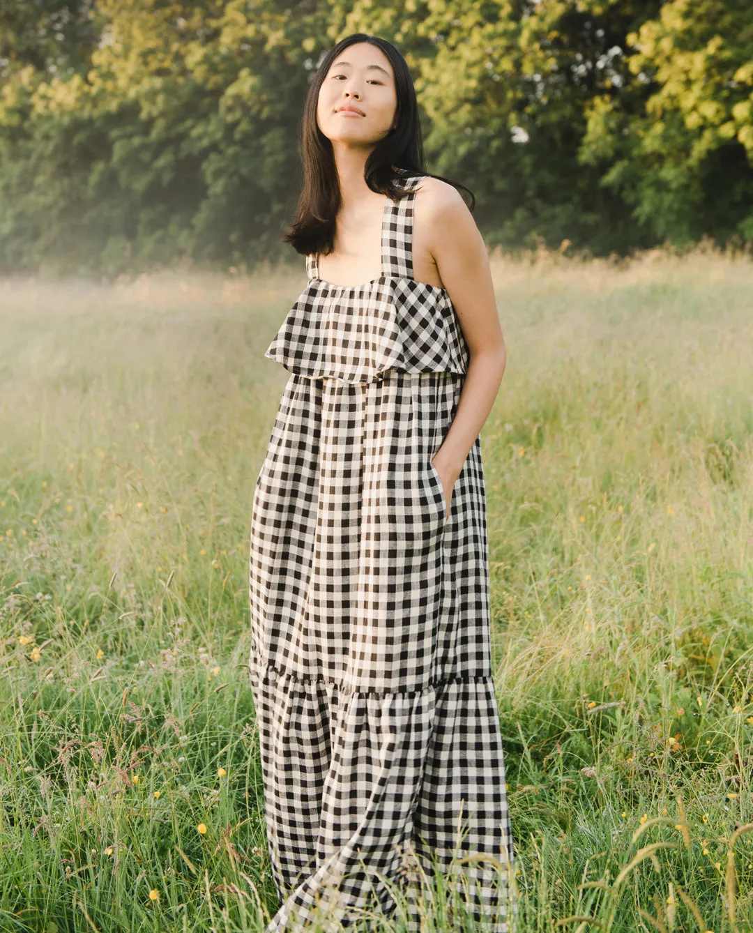 Arya-Gee Linen Dress In Gingham