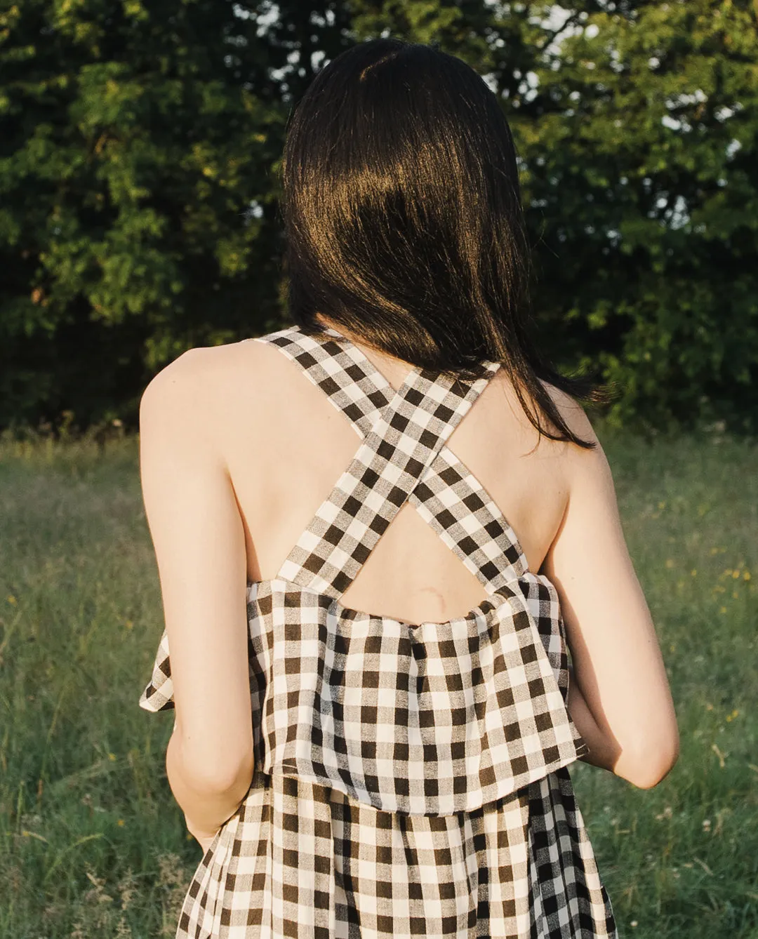 Arya-Gee Linen Dress In Gingham