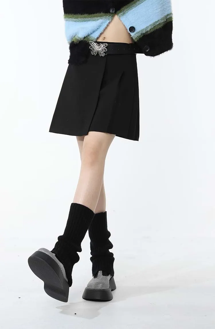 Asymmetric Pleated Mini Skirt