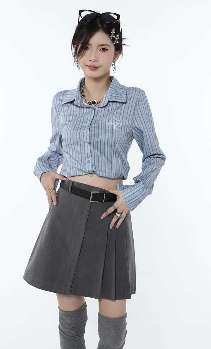 Asymmetric Pleated Mini Skirt