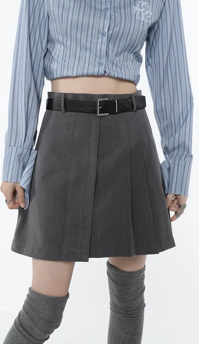 Asymmetric Pleated Mini Skirt