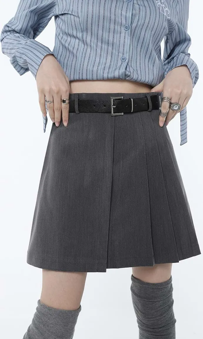 Asymmetric Pleated Mini Skirt