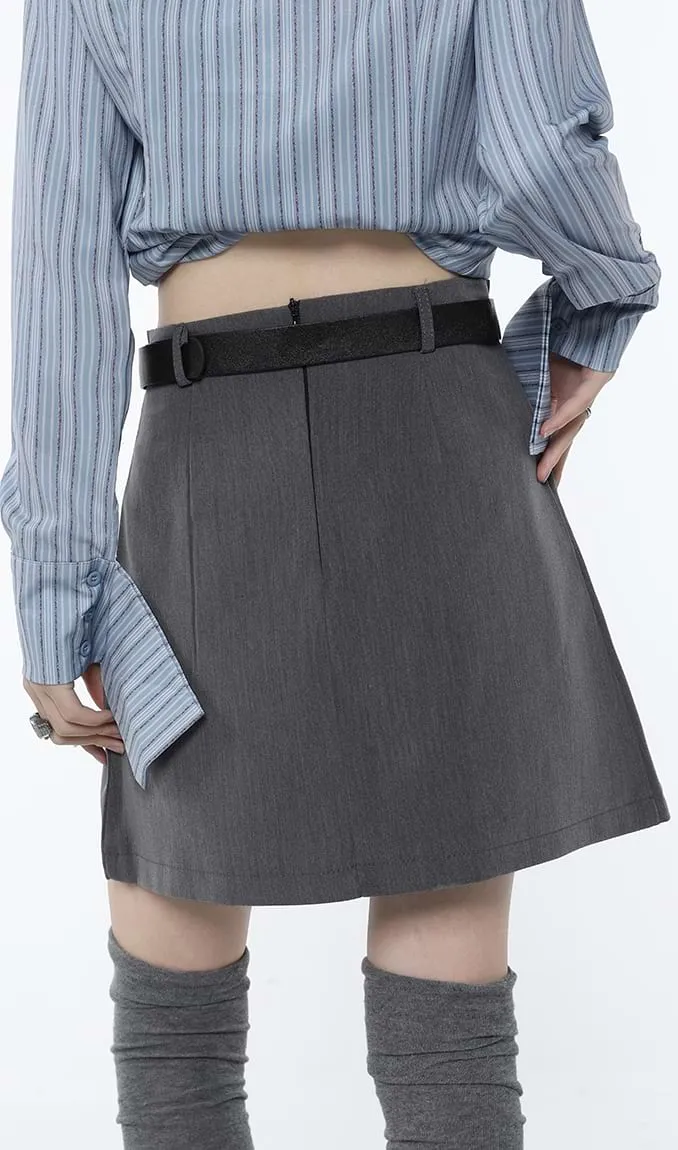 Asymmetric Pleated Mini Skirt