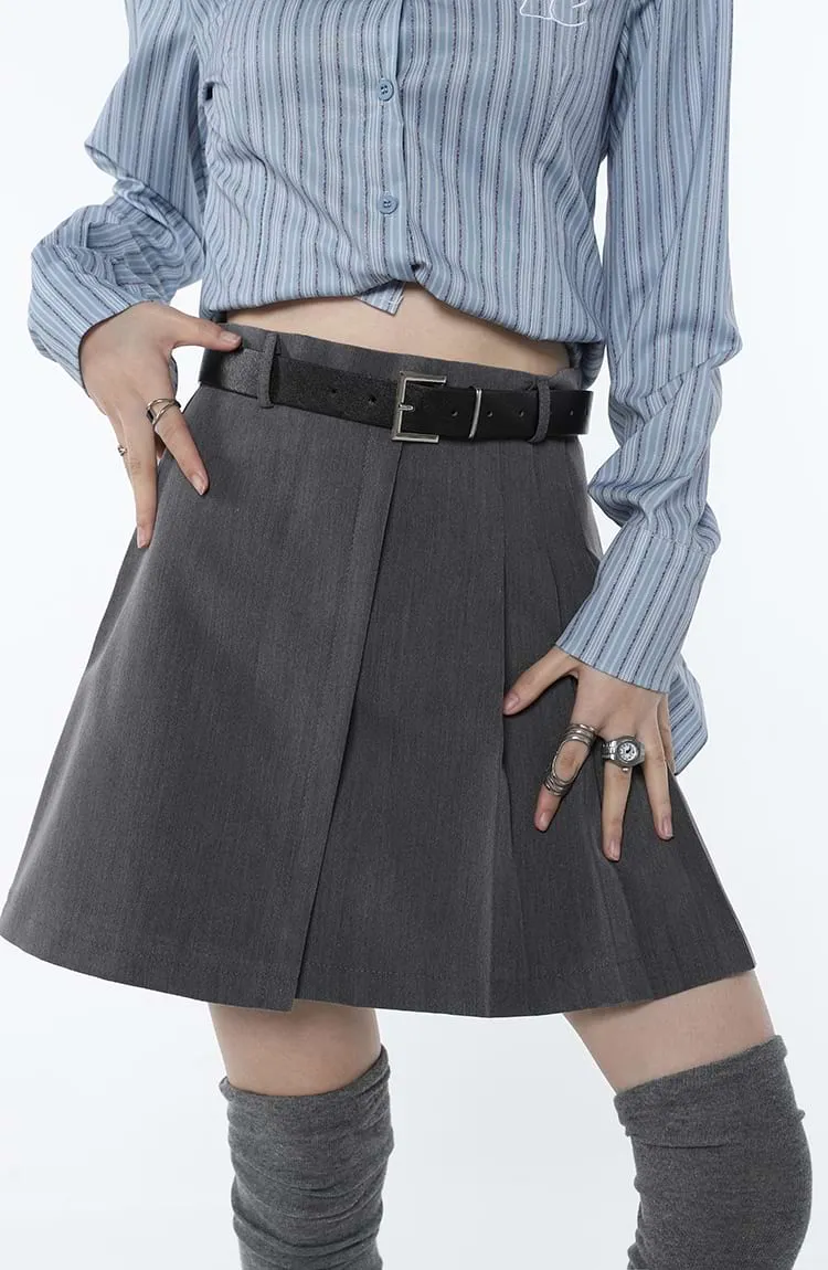 Asymmetric Pleated Mini Skirt