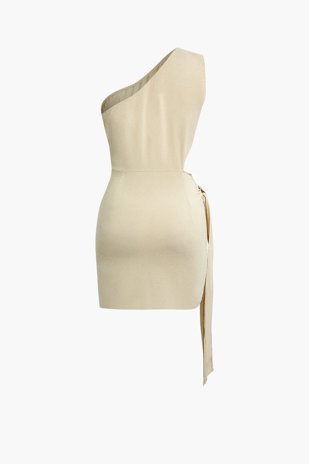 Asymmetrical Cut Out Ruched Tie Mini Dress