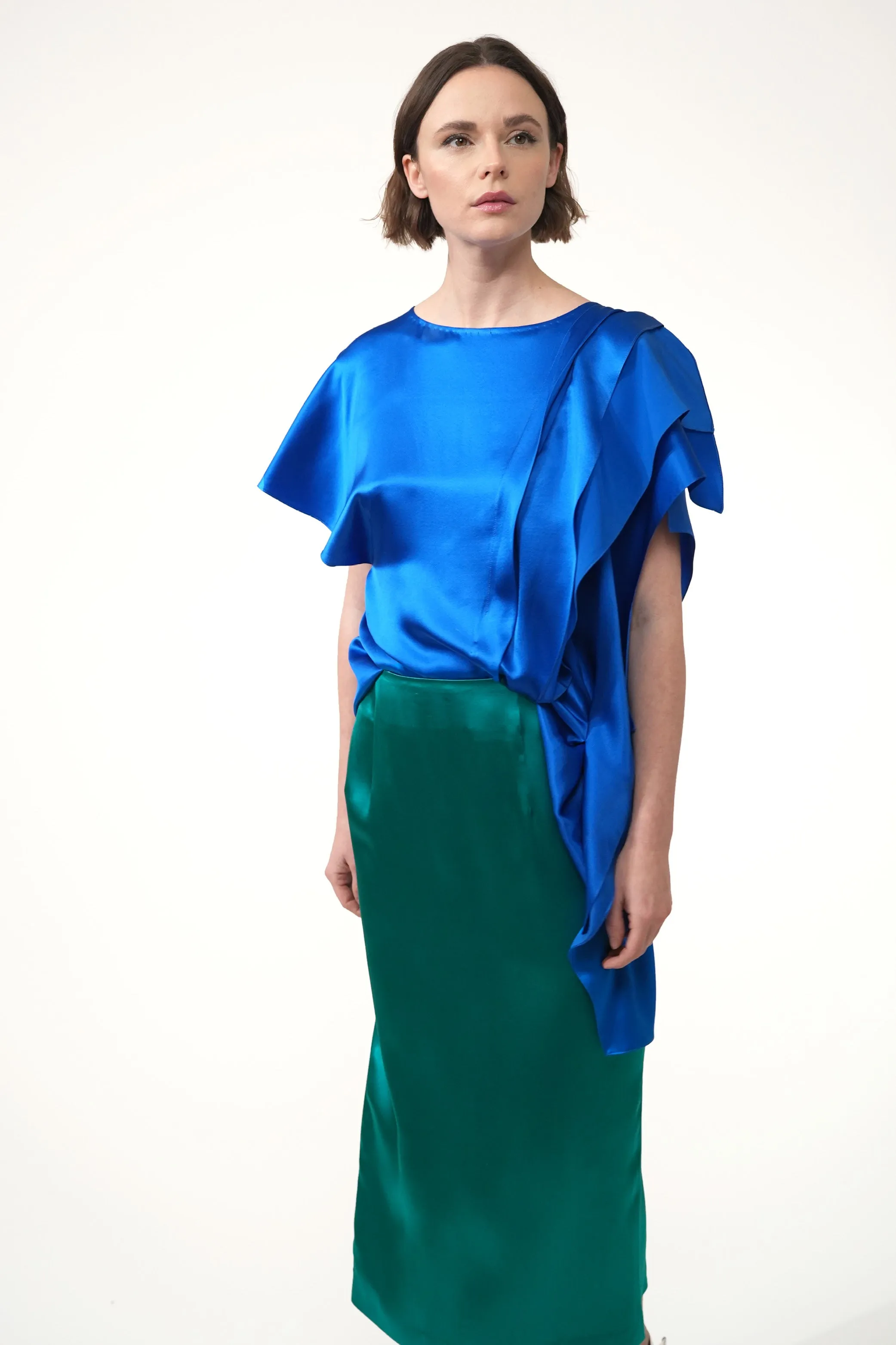 ATHE blue intense - silk draped top