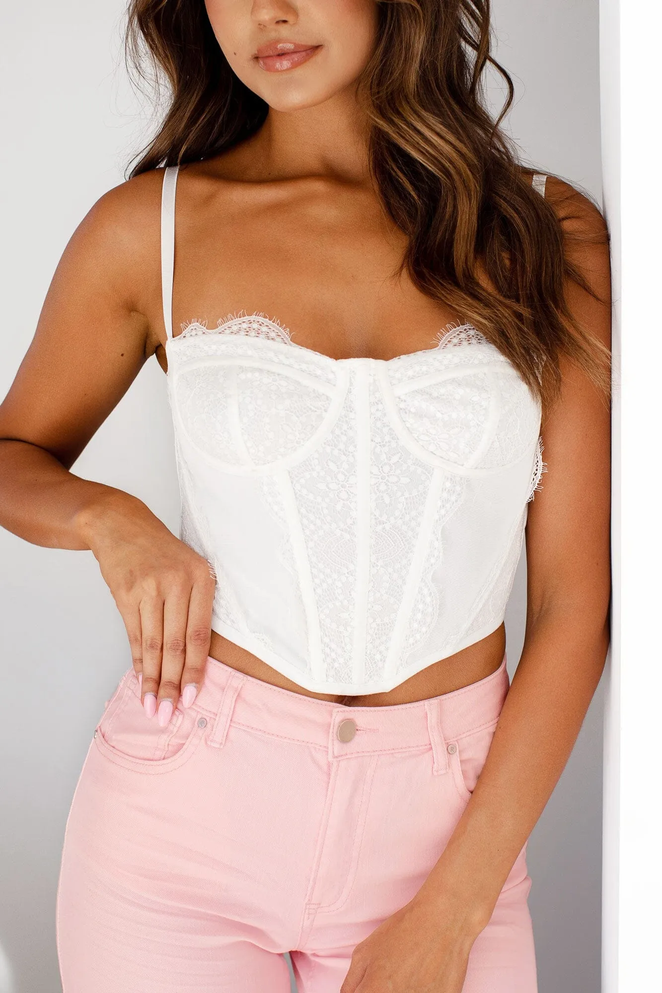 Athena White Lace Corset Top