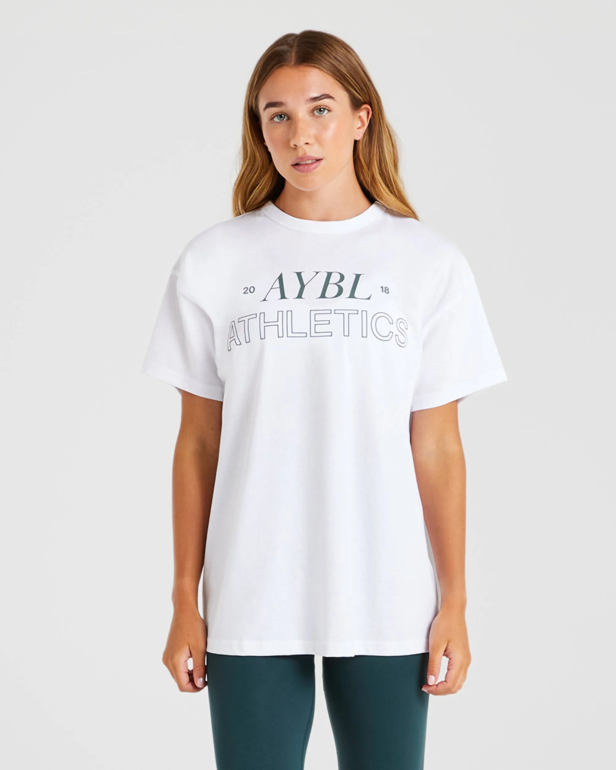 Athletics 18 Oversized T Shirt - White/Dark Green