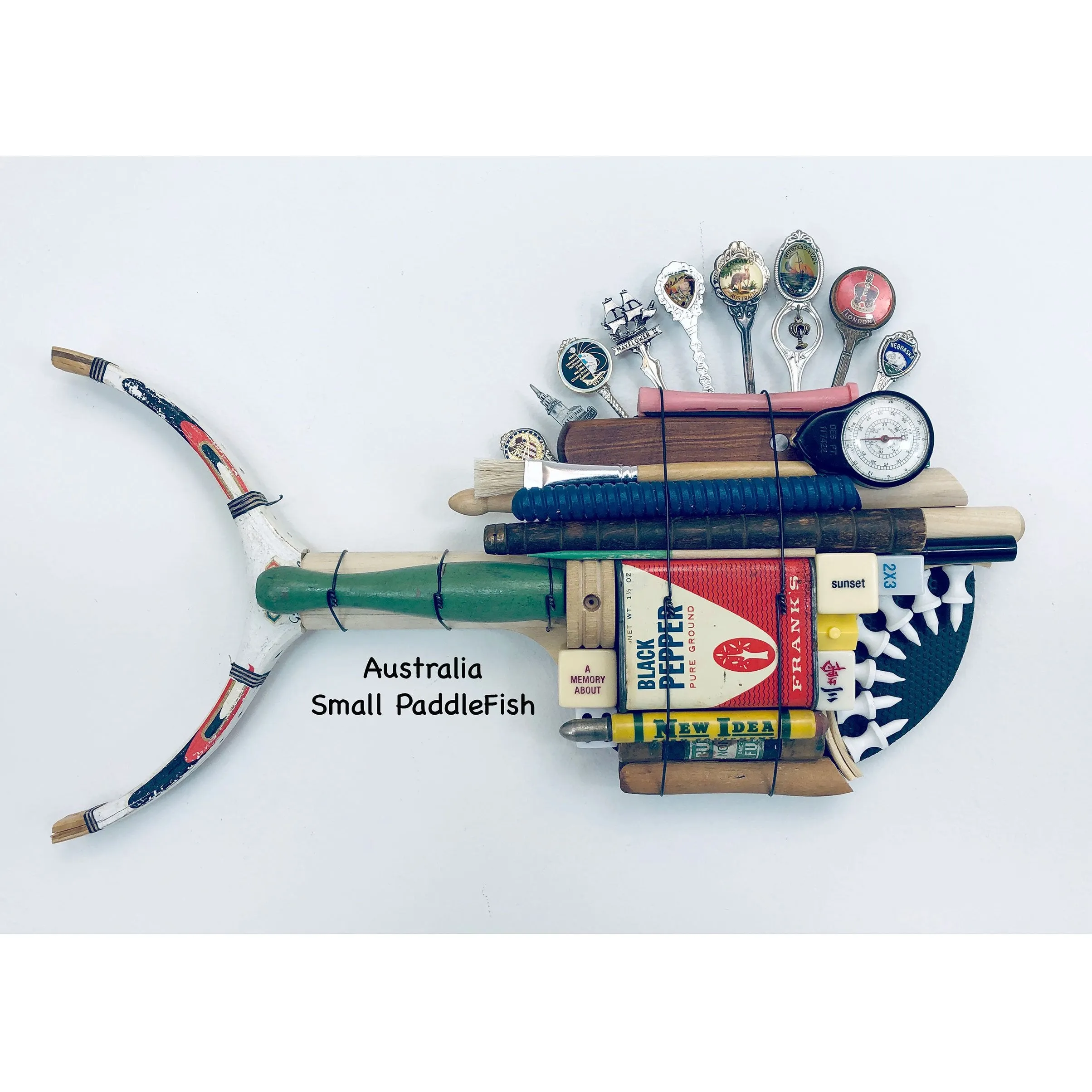 Australia Small Ping Pong Paddle Fish with Spoons Fin Fish Wall Art Sculpture by Stephen Palmer Running Dog Studios