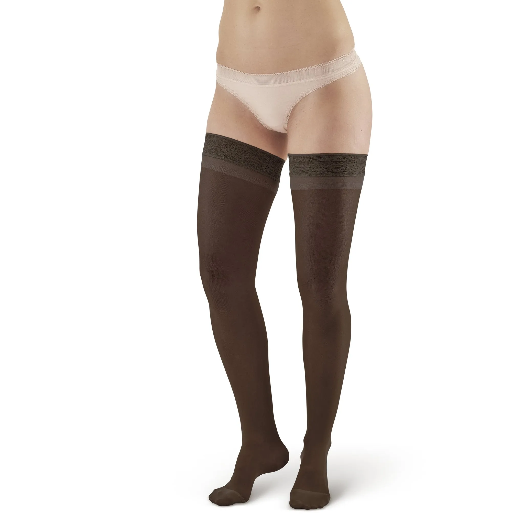 AW Style 4 Sheer Support Closed Toe Thigh Highs w/Top Band - 15-20 mmHg