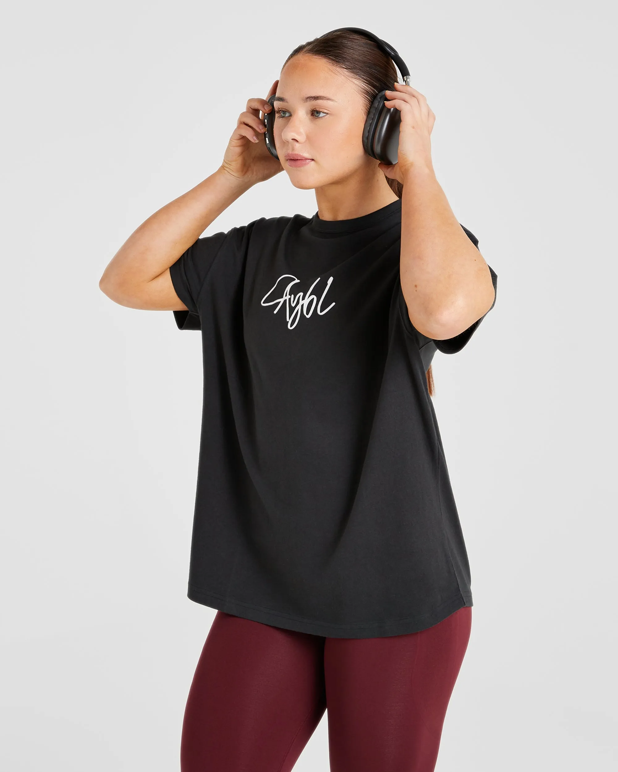 AYBL Script Oversized T Shirt - Black