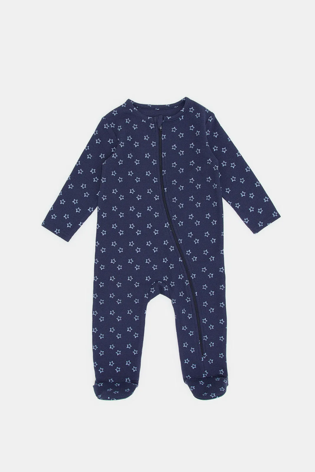 Babies Navy Printed Jumpsuit Coat