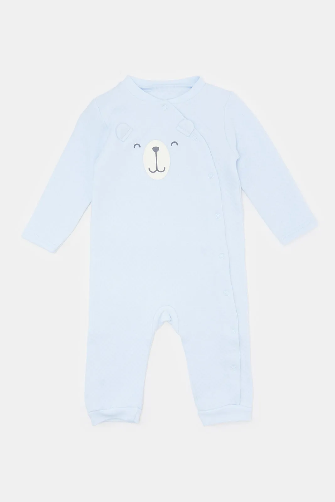 Baby Blue Bear Front Button Romper