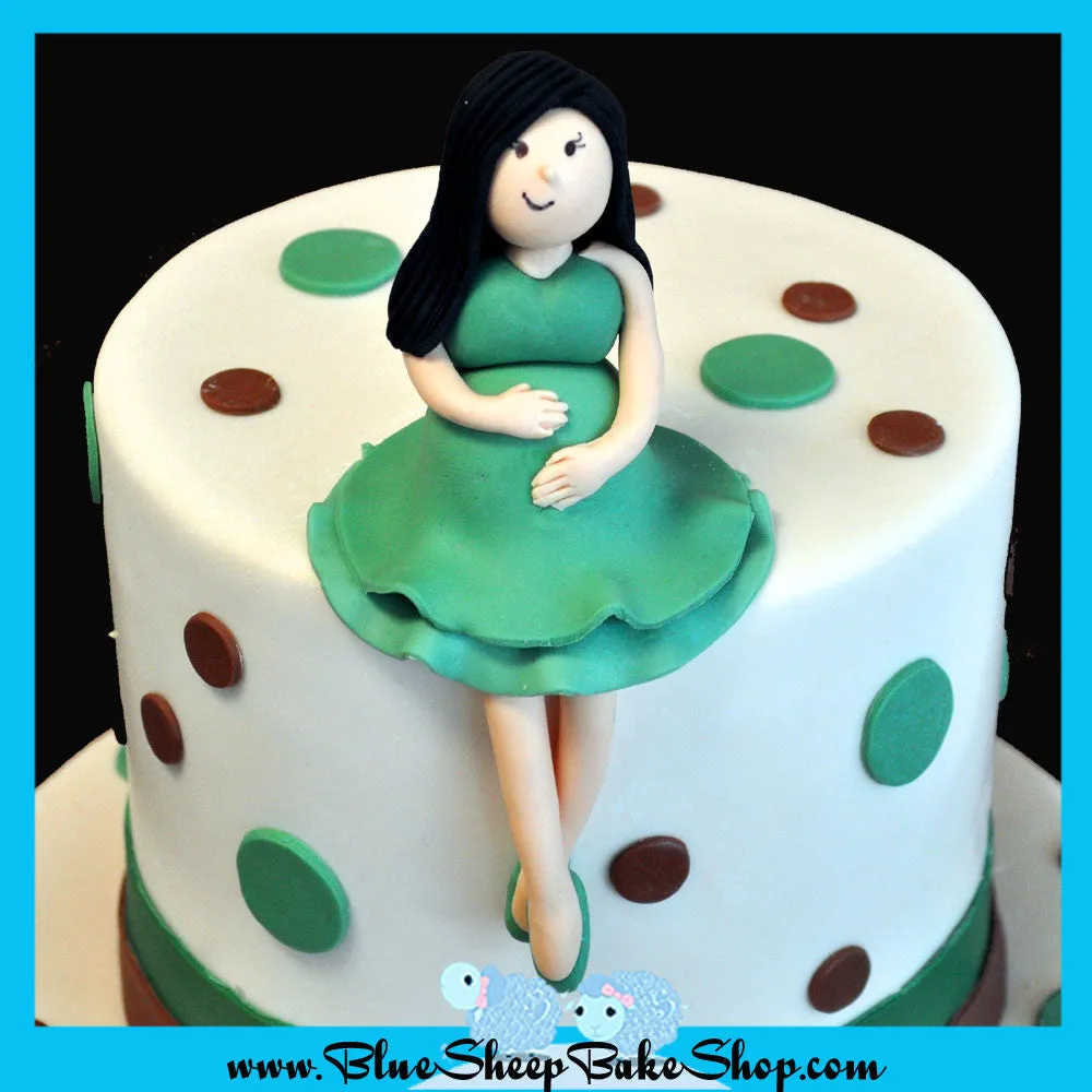 Baby Shower Cake with Pregnant Mommy Topper