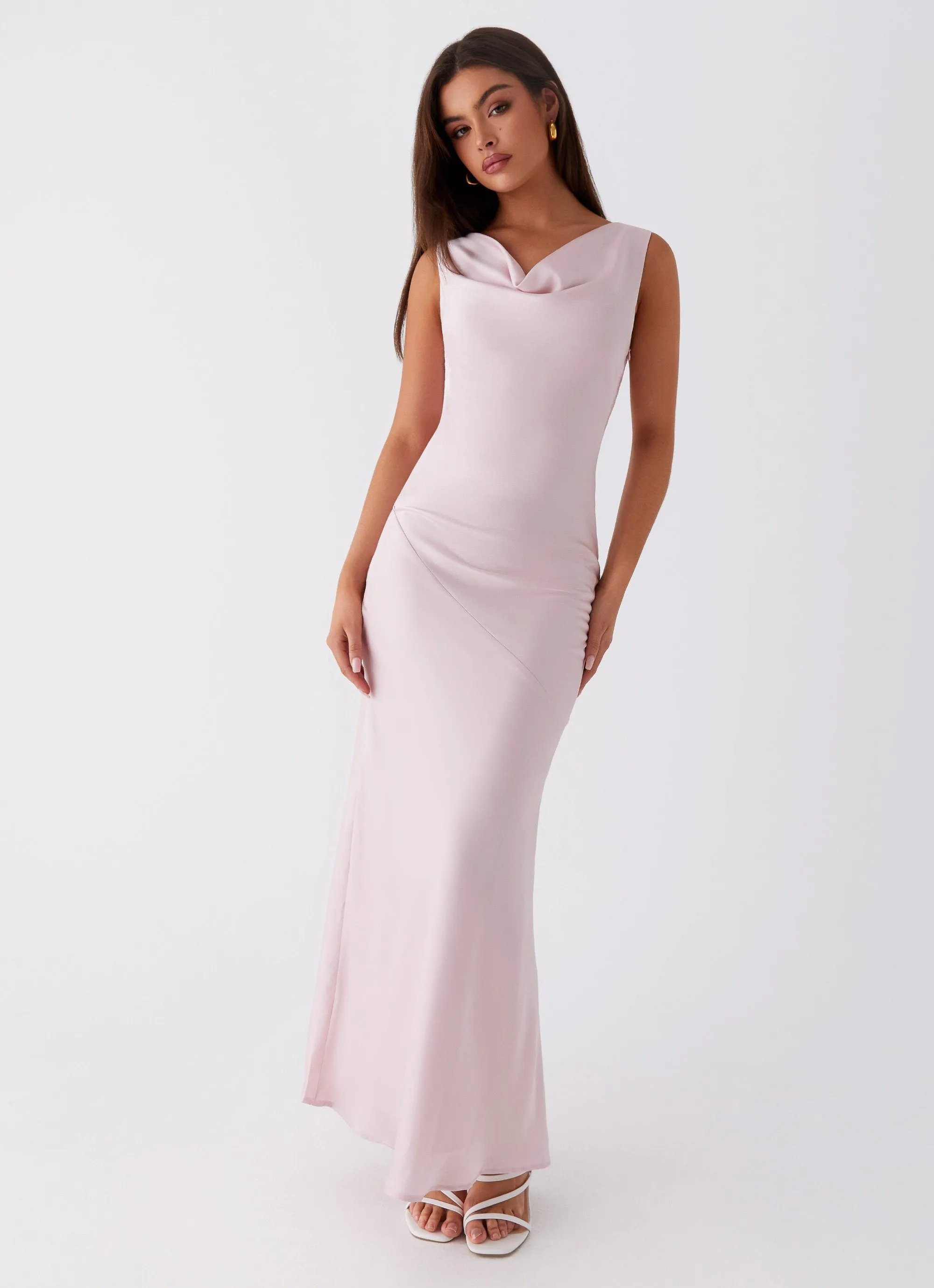 Be Mine Satin Maxi Dress - Mauve Pink