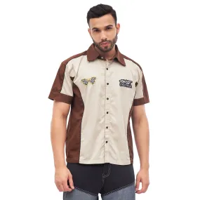 Beige & Brown Moto Shirt