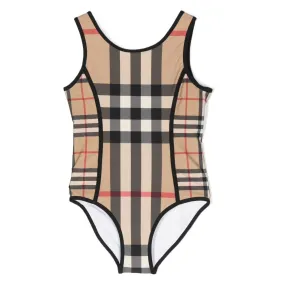 Beige Check Swimsuit