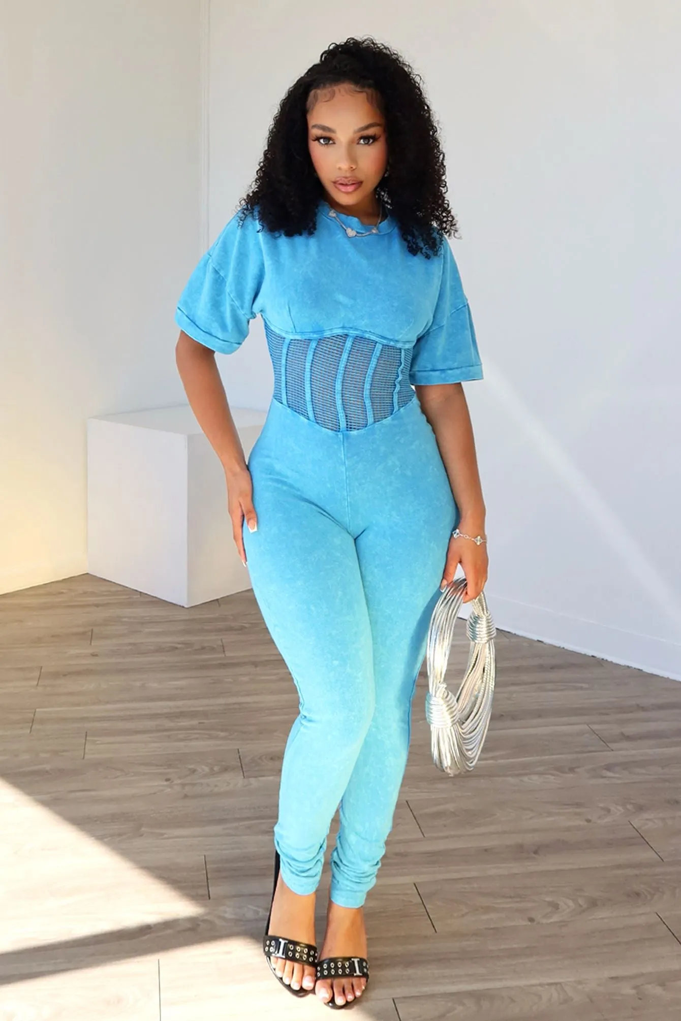 BFFR Mineral Washed Corset Jumpsuit